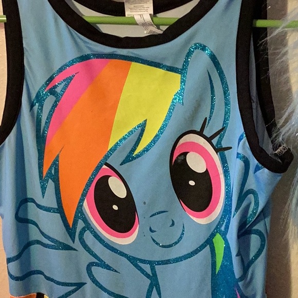 My little Pony Rainbow Dash costume dress with faux fur leg warmers. No size tag - Picture 2 of 7
